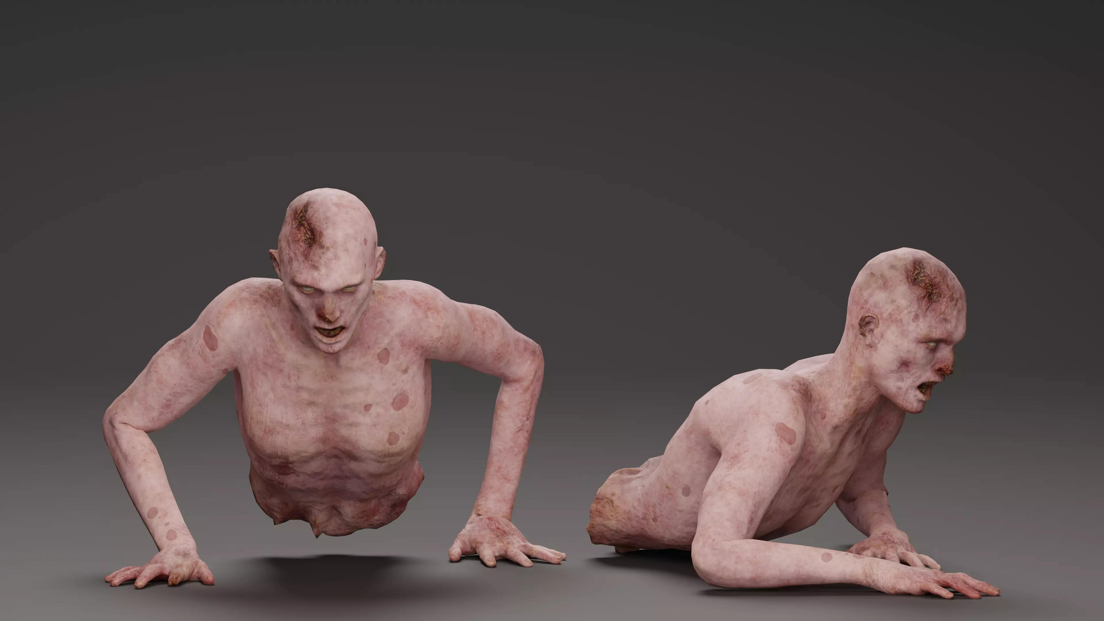 Dismembered Zombie Crawler Low-poly 3D model_0