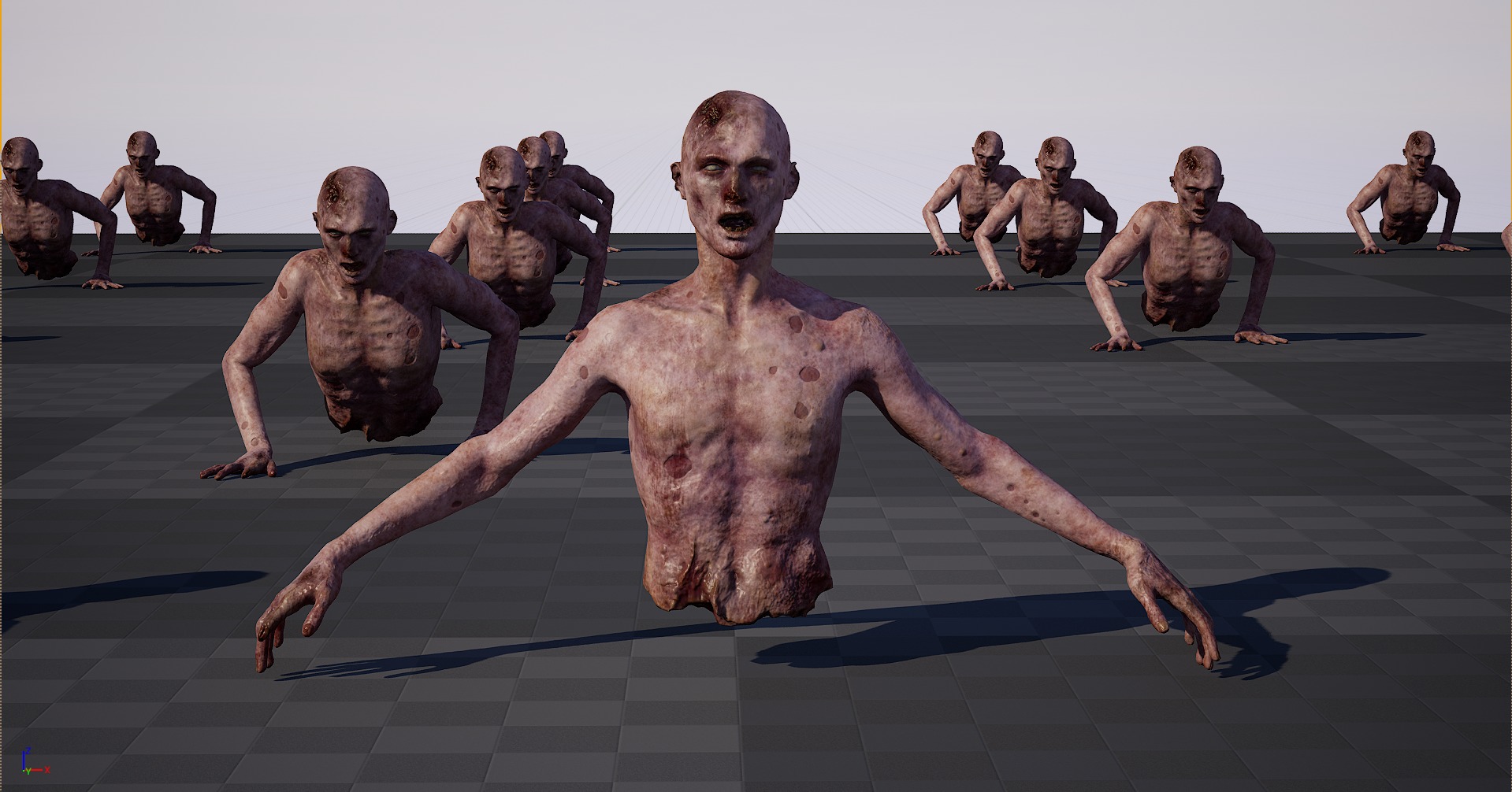 Dismembered Zombie Crawler Low-poly 3D model_8