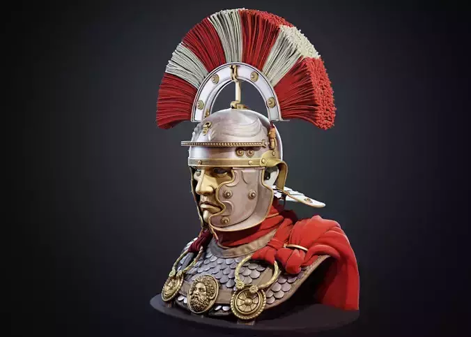 Ancient Roman Gaulish legionary centurion  bust statue 3D model