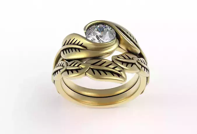 Antique Leaf Branch Wedding Ring
