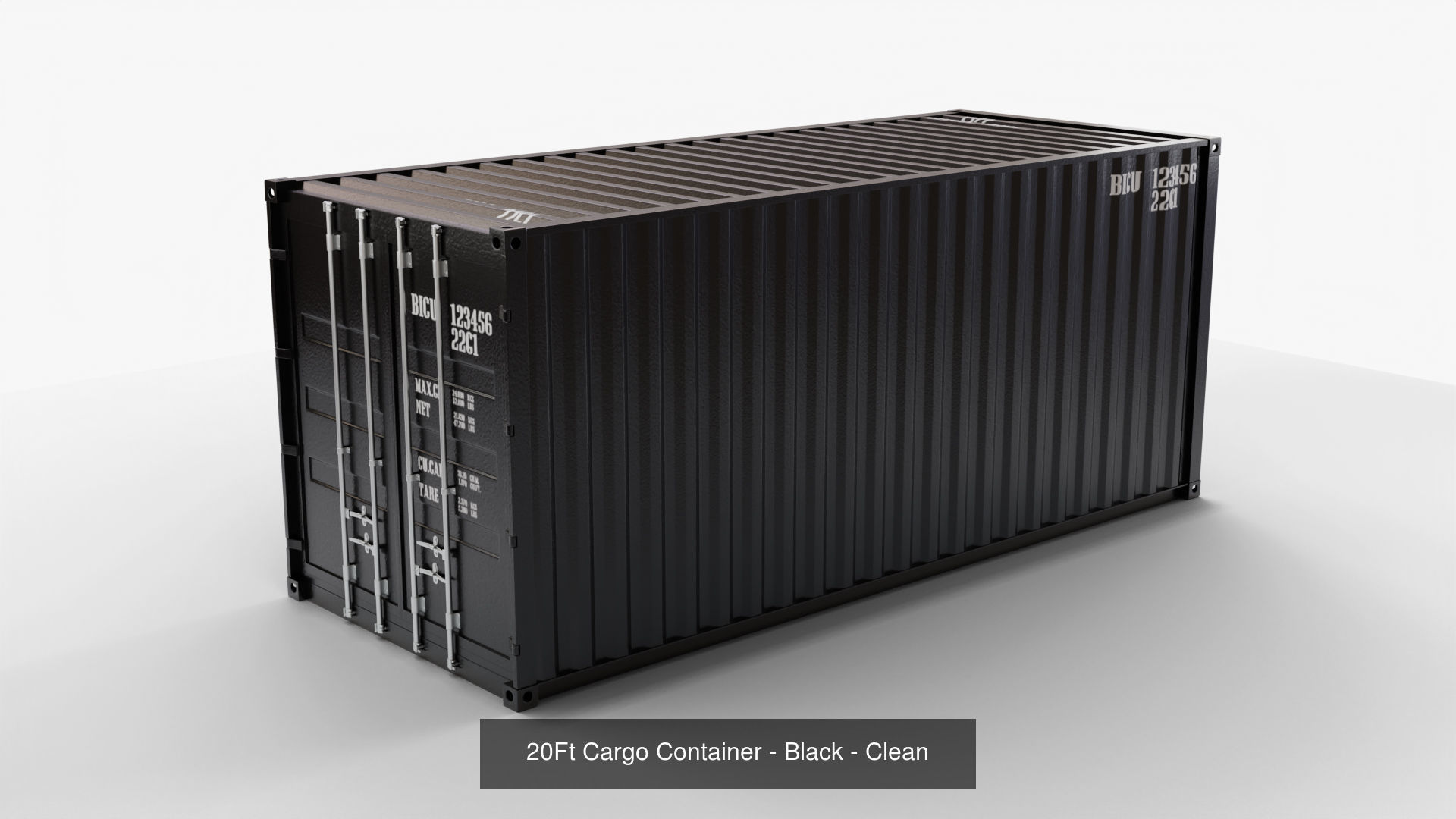 20Ft Cargo Containers - Black 3D Model Collection_9