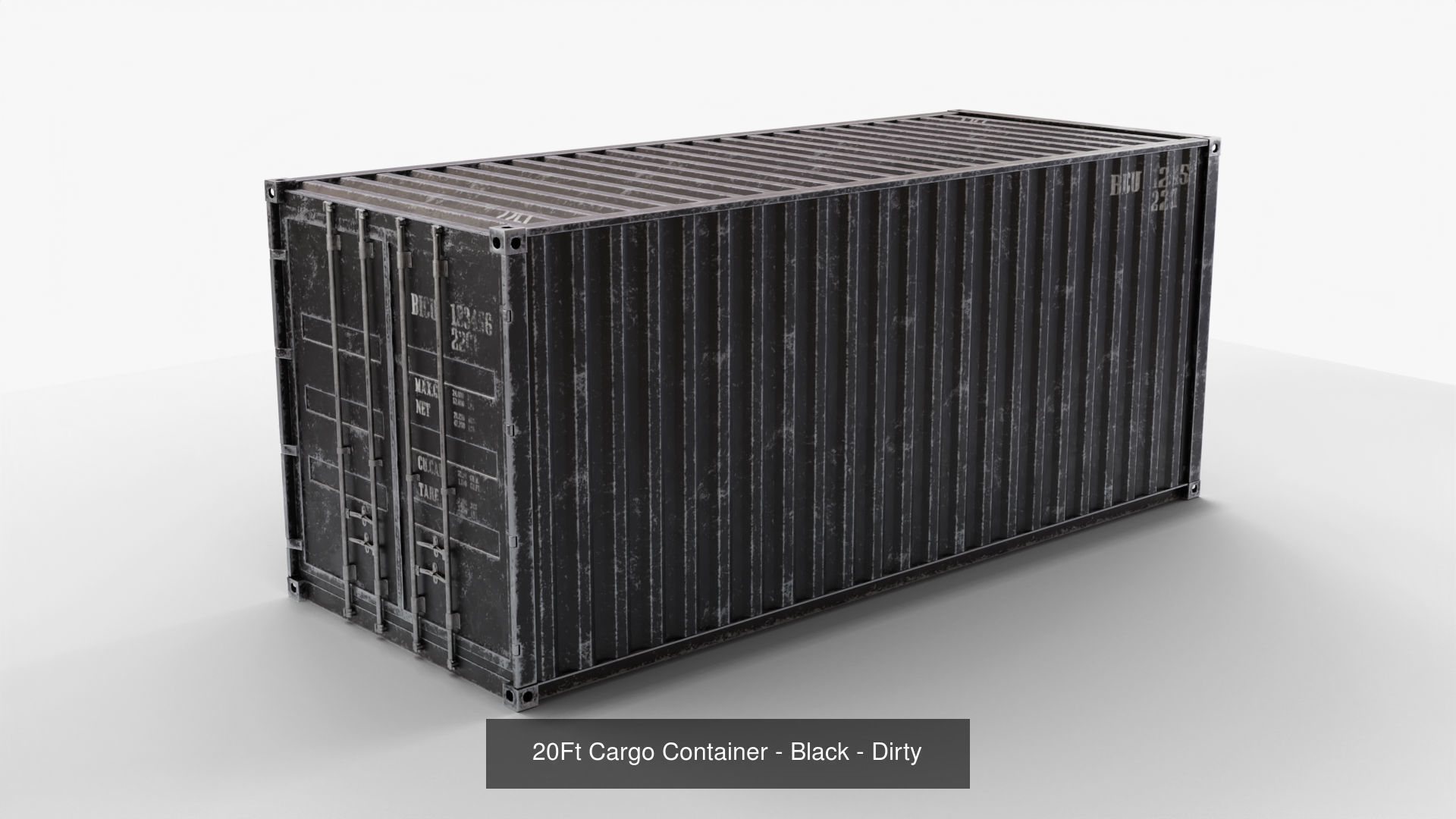 20Ft Cargo Containers - Black 3D Model Collection_10