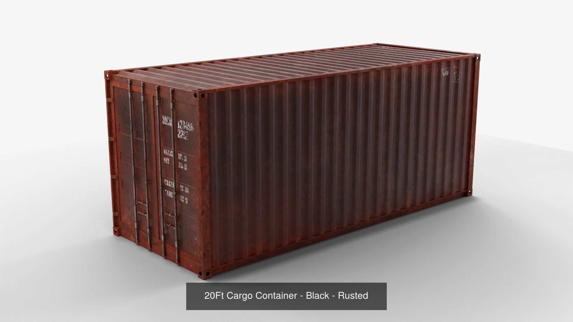 20Ft Cargo Containers - Black 3D Model Collection_11