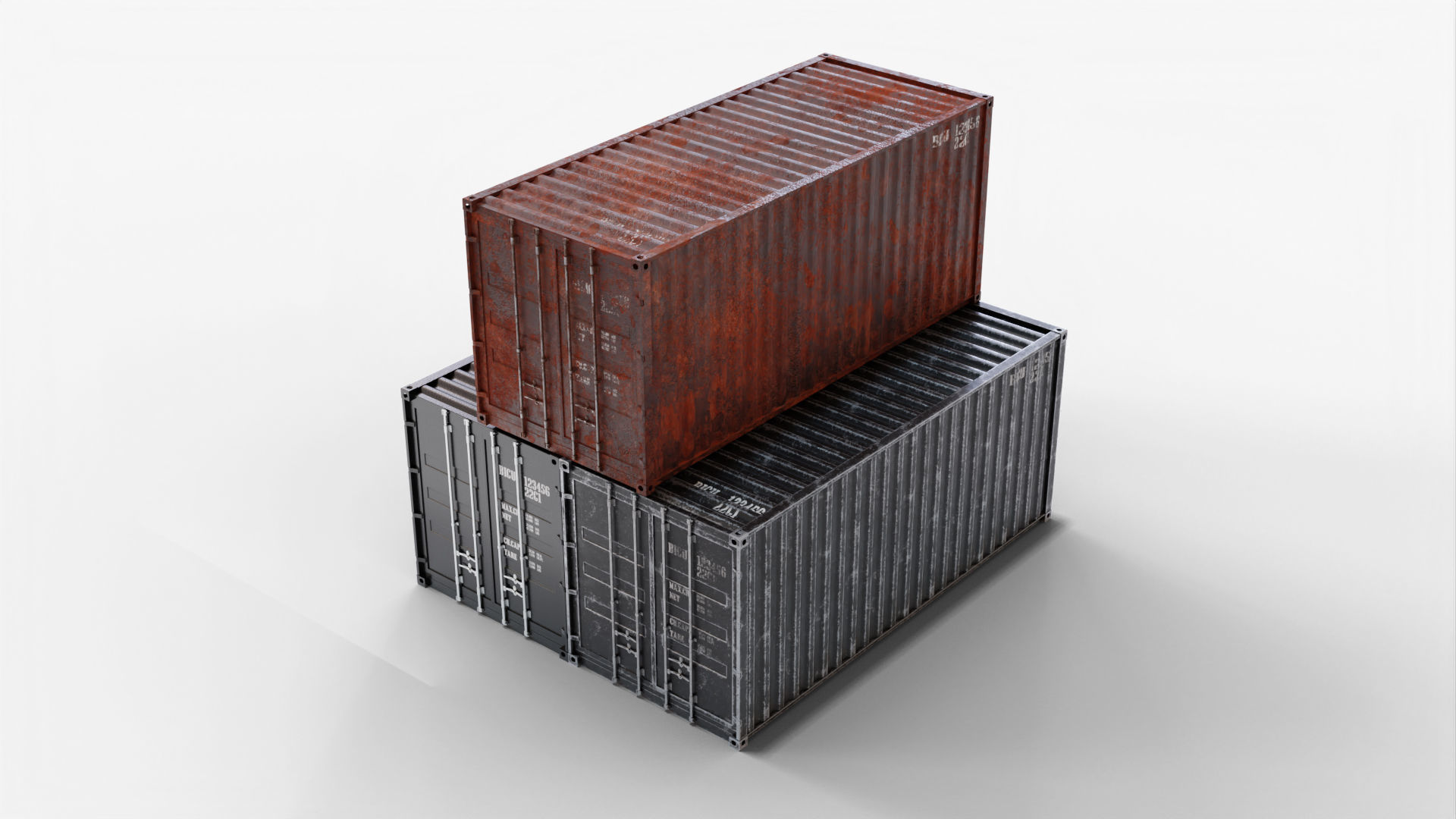 20Ft Cargo Containers - Black 3D Model Collection_8