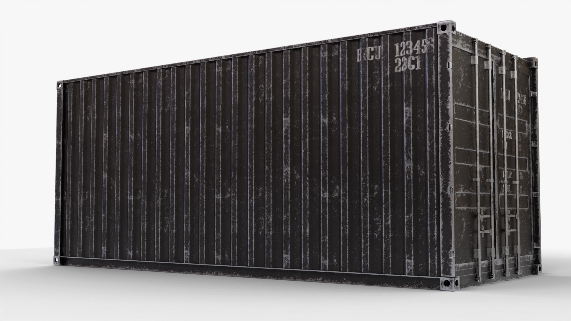 20Ft Cargo Containers - Black 3D Model Collection_13