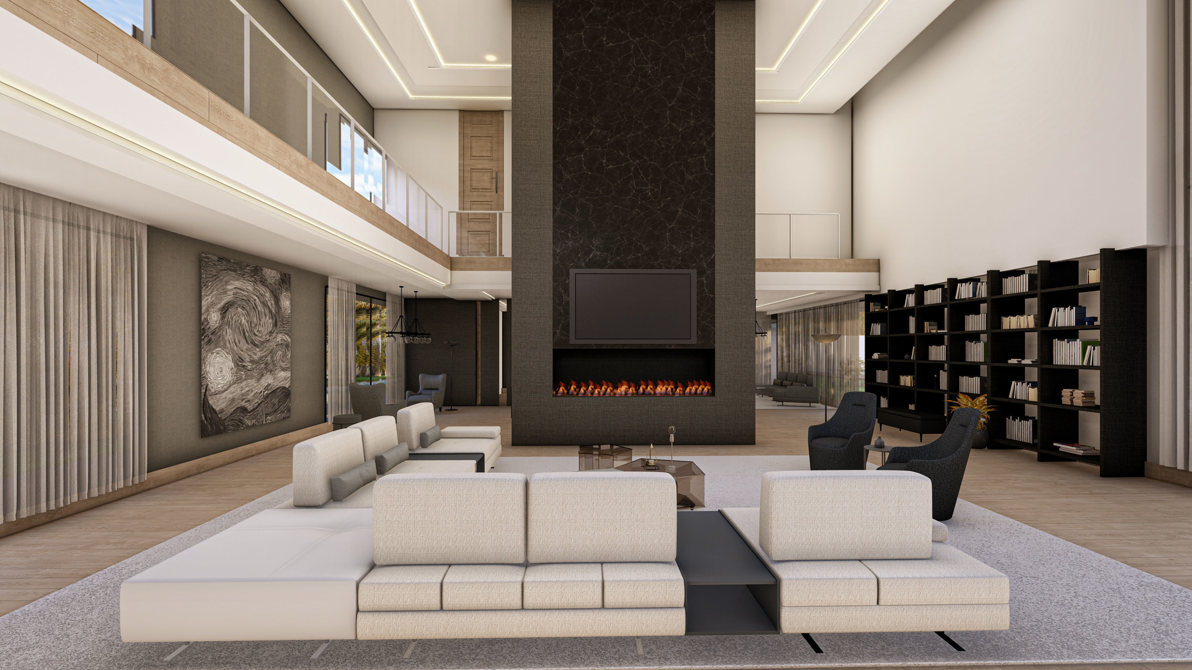 Modern Luxury Villa Fully Designed Exterior and Interior Scene Low-poly 3D model_14