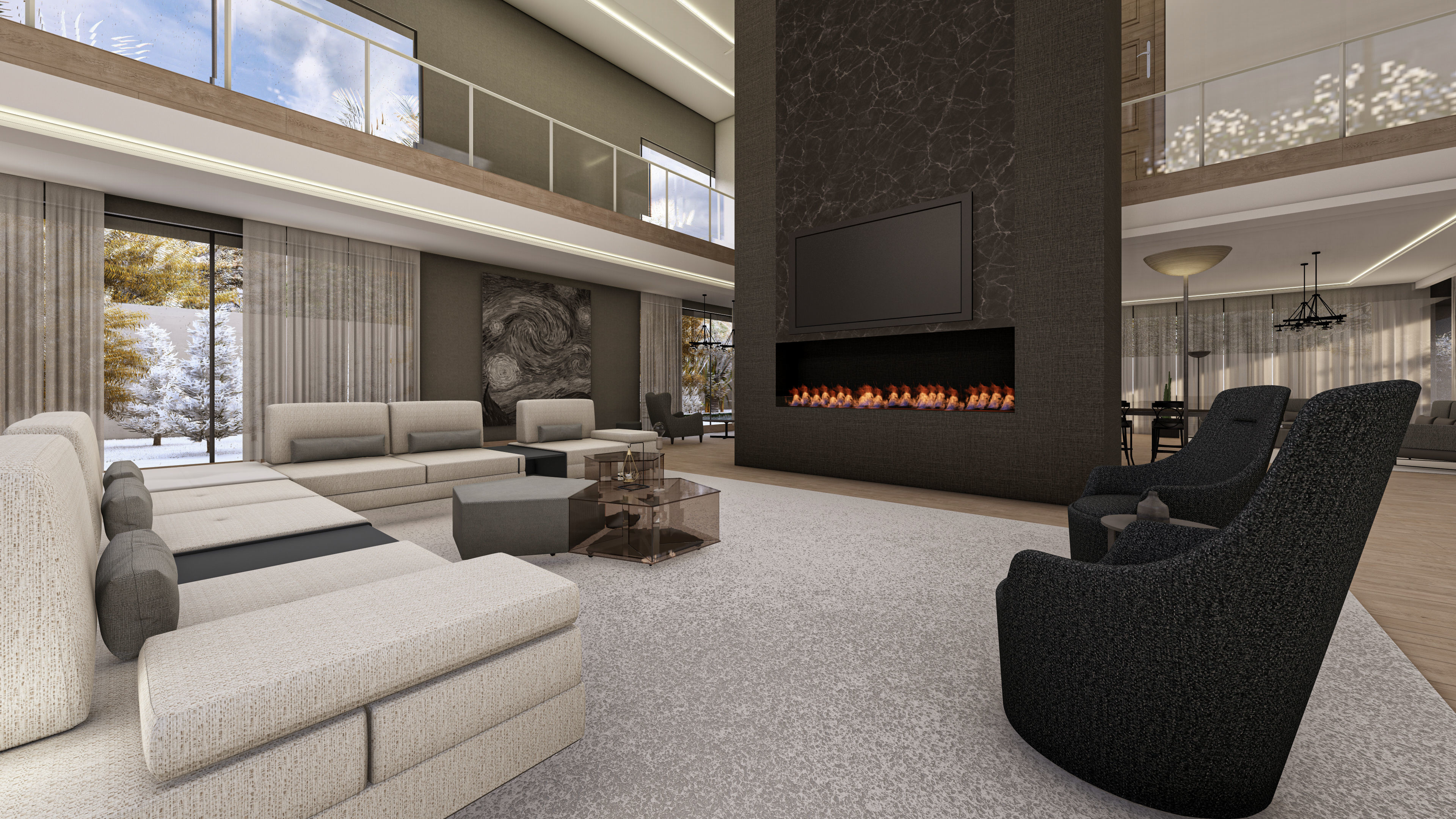 Modern Luxury Villa Fully Designed Exterior and Interior Scene Low-poly 3D model_15