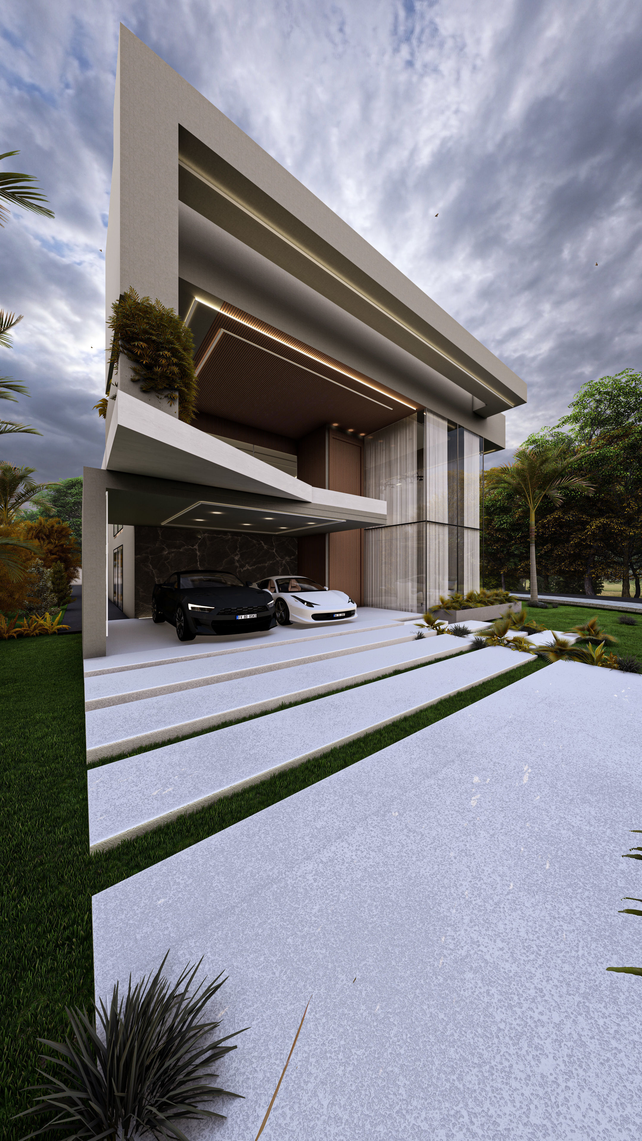 Modern Luxury Villa Fully Designed Exterior and Interior Scene Low-poly 3D model_20