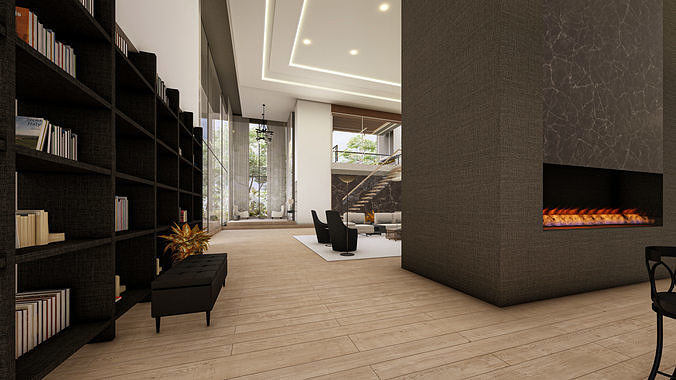Modern Luxury Villa Fully Designed Exterior and Interior Scene Low-poly 3D model 7
