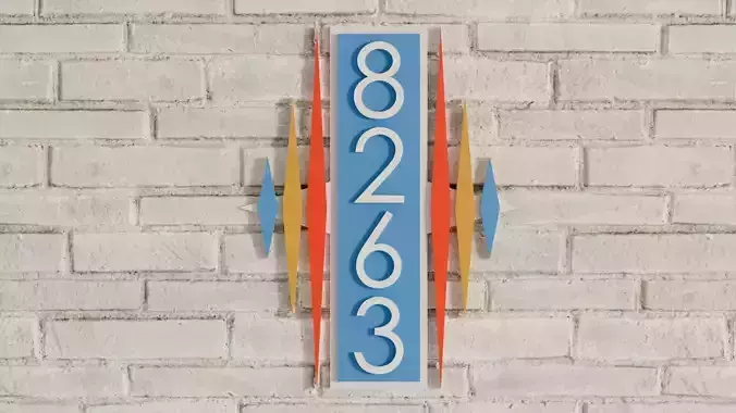 Mid-Century Starburst Home Address Plaque Sign 3D model