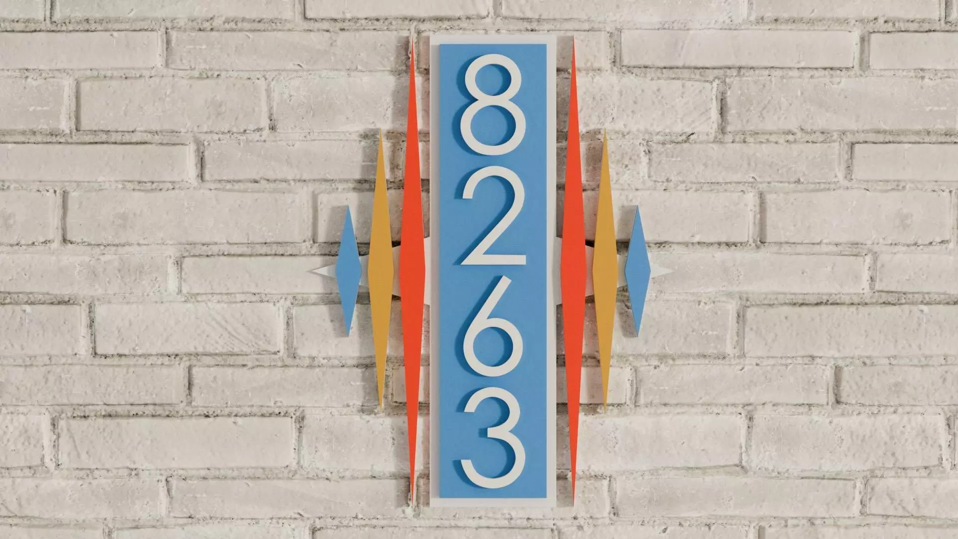 Mid-Century Starburst Home Address Plaque Sign 3D model