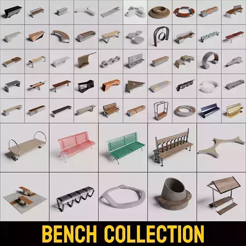 Ultimate Bench Collection Low-poly 3D model