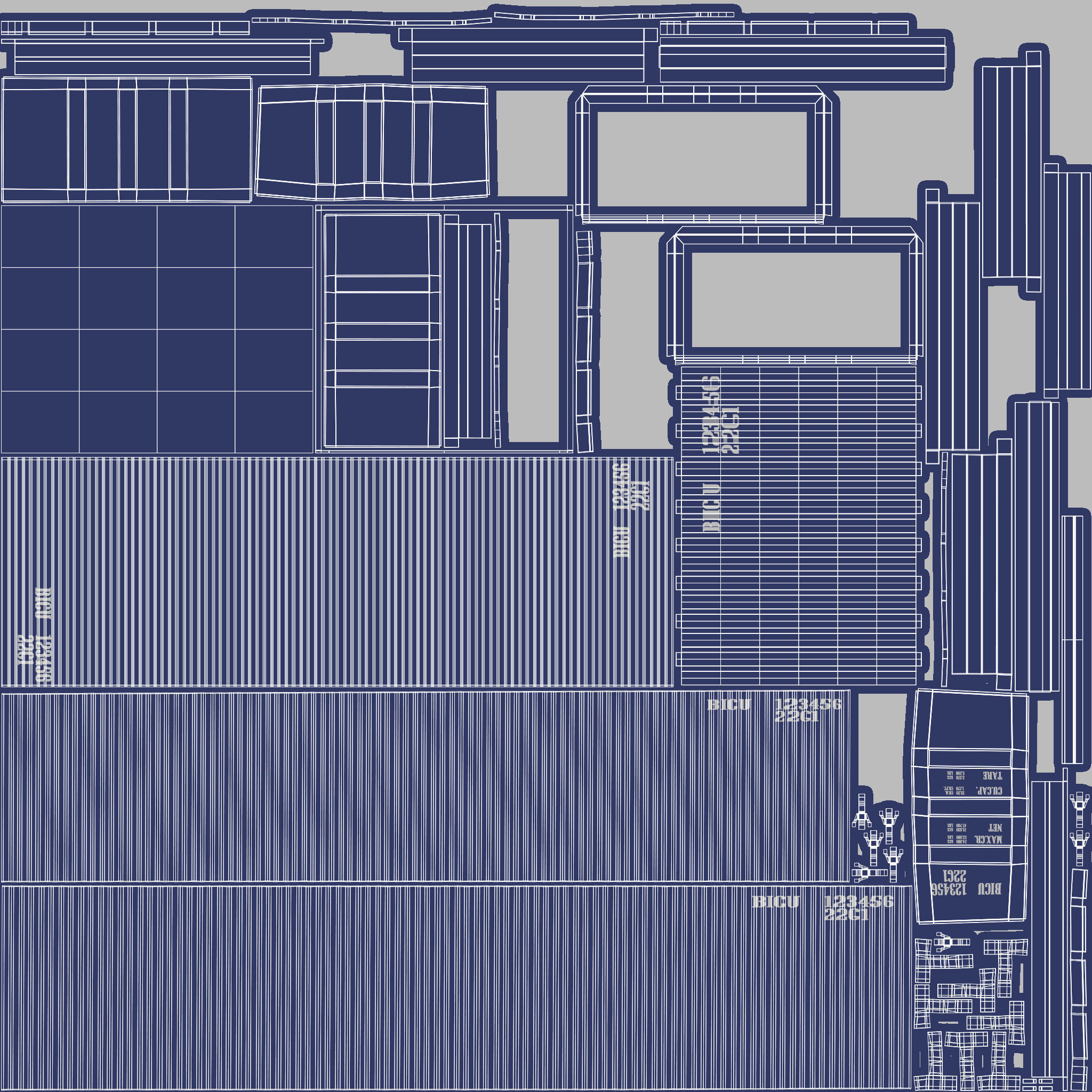 20Ft Cargo Containers - Blue 3D Model Collection_19