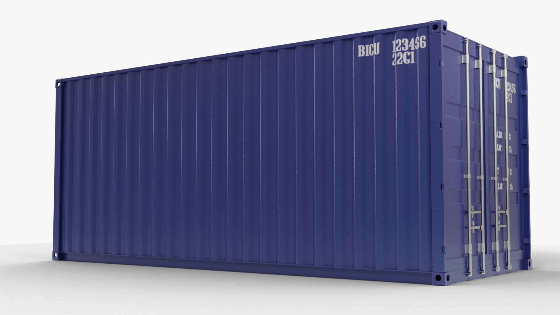20Ft Cargo Containers - Blue 3D Model Collection_12