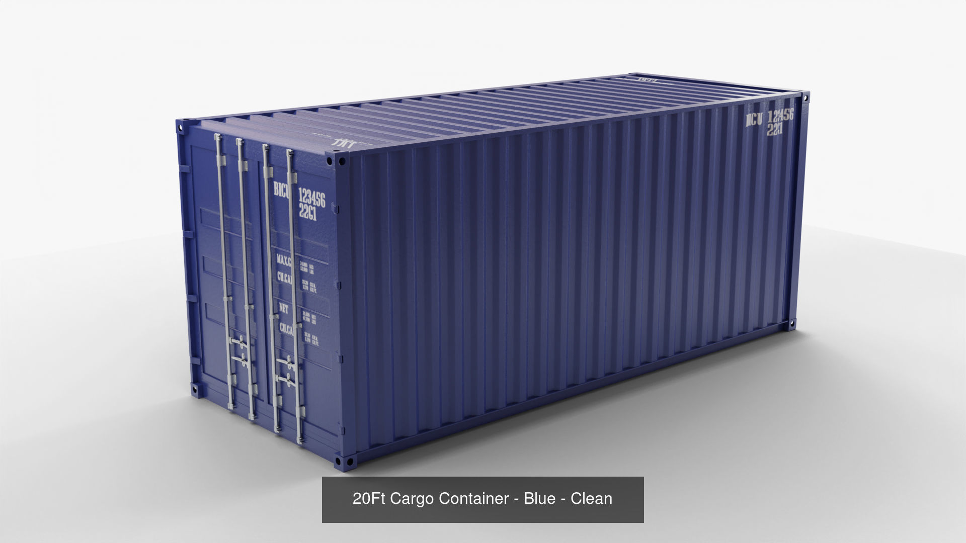 20Ft Cargo Containers - Blue 3D Model Collection_9