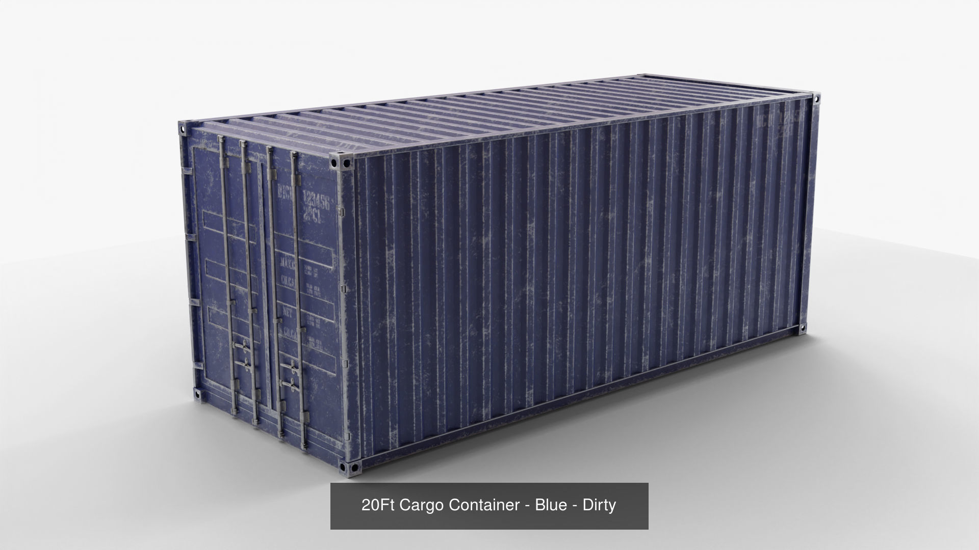 20Ft Cargo Containers - Blue 3D Model Collection_10
