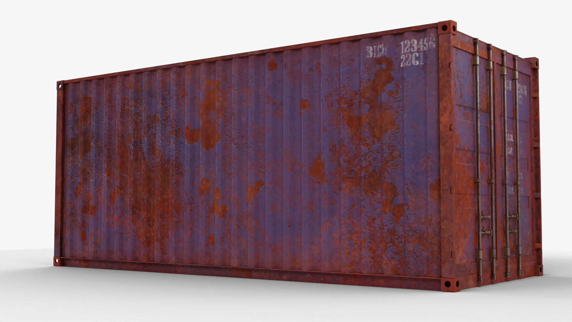 20Ft Cargo Containers - Blue 3D Model Collection_14