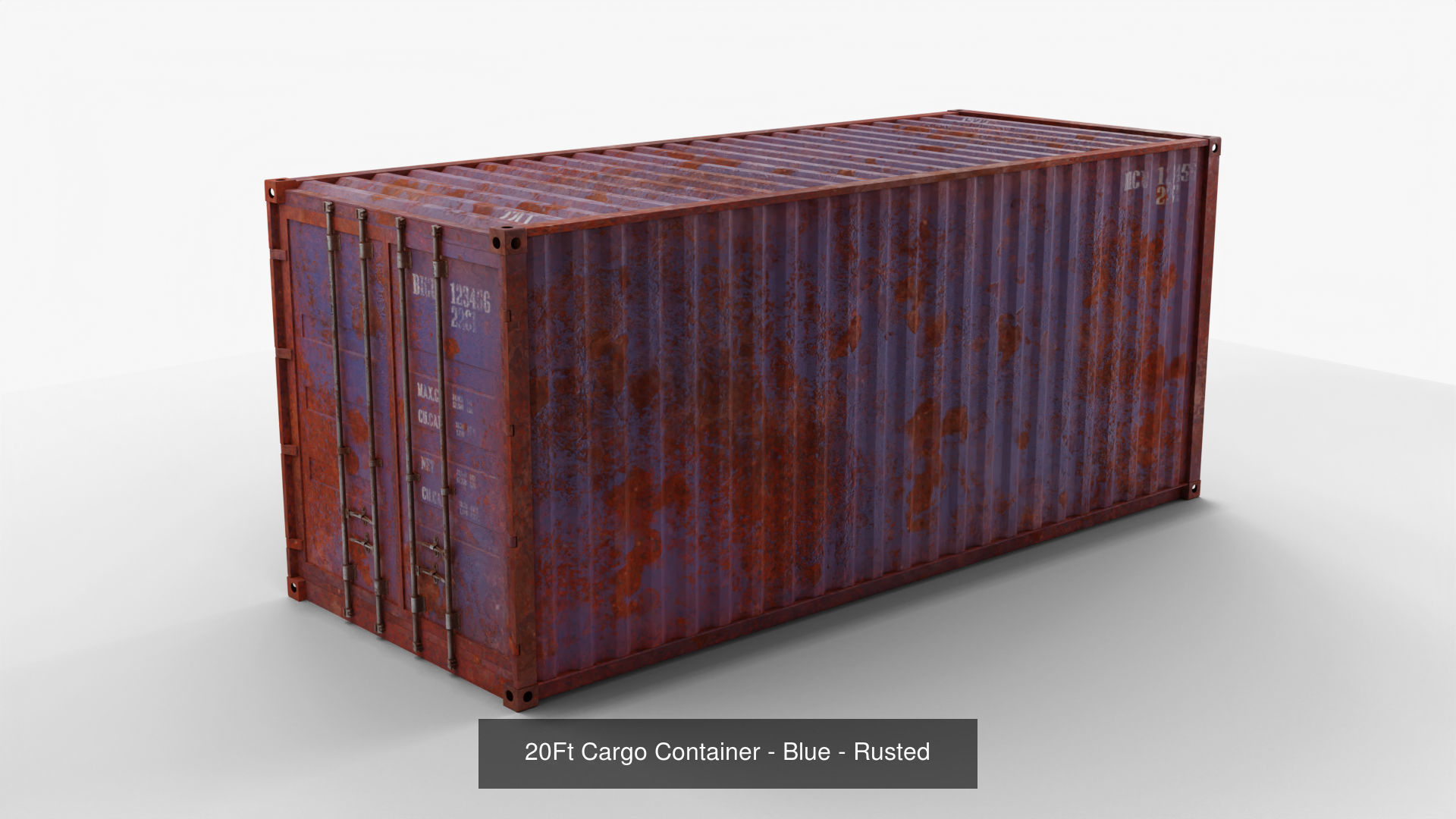 20Ft Cargo Containers - Blue 3D Model Collection_11