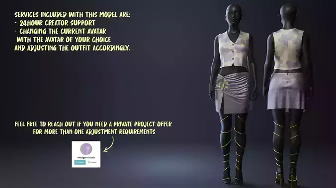 Silky Lilac Vest and Rose Draped Skirt with Golden Heels