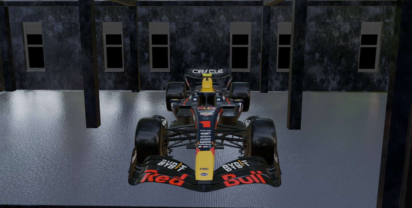 Formula 1 showroom Low-poly 3D model_2