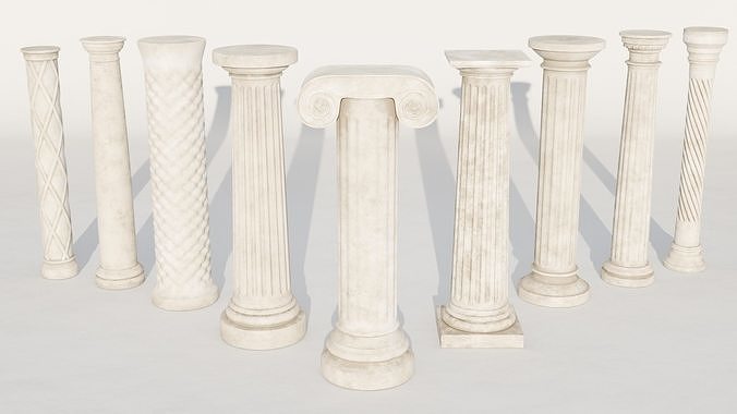 Old Columns High-Poly And Low-Poly Pack Low-poly 3D model