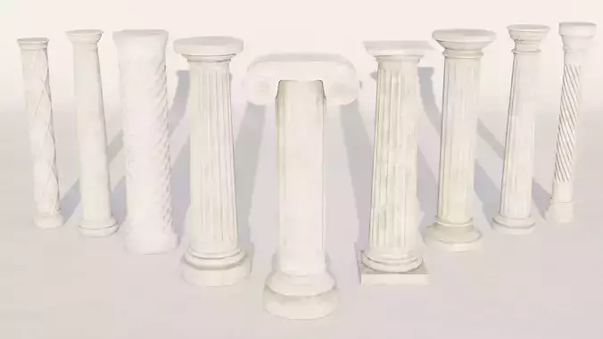 Old Columns High-Poly And Low-Poly Pack