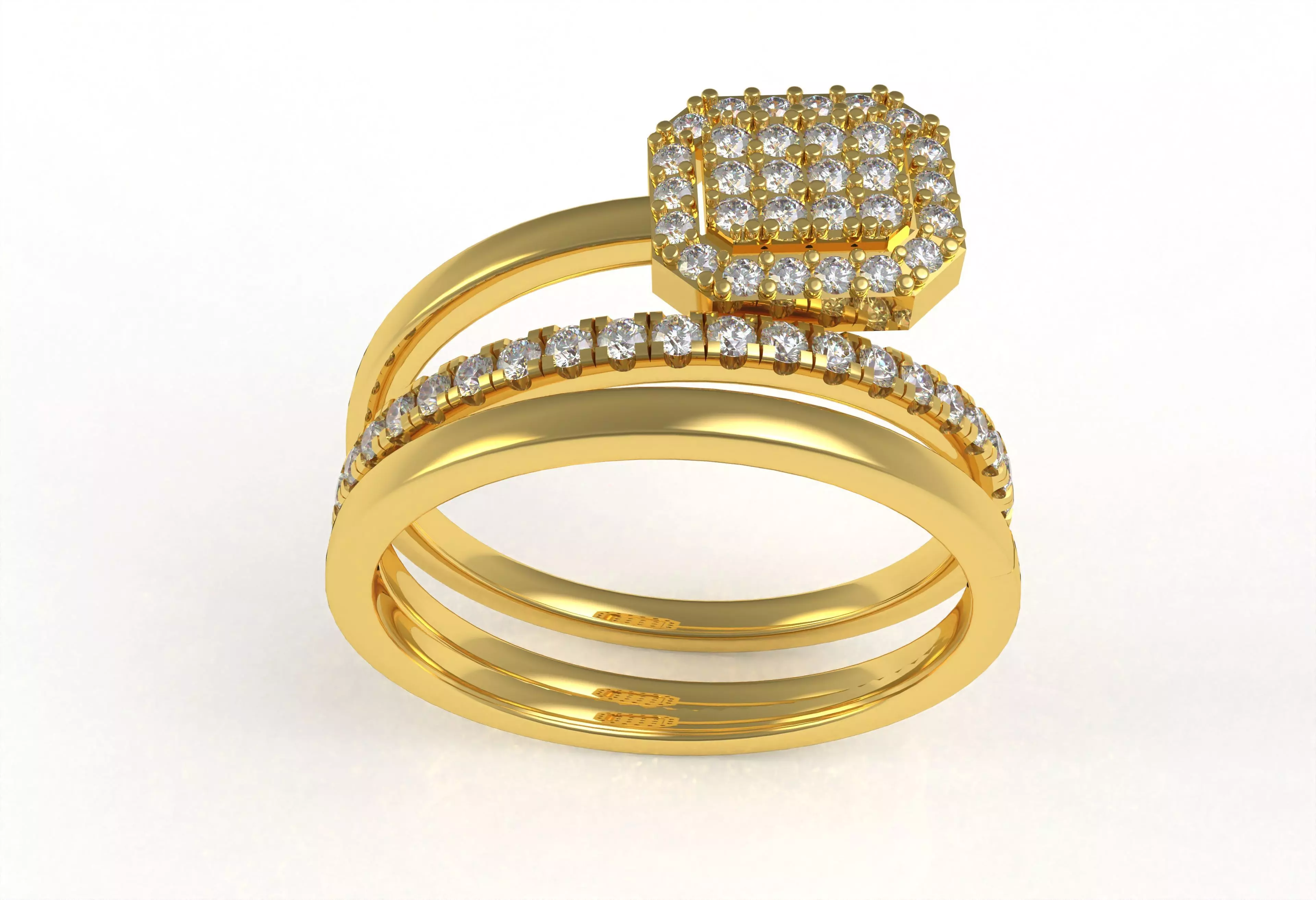Emerald Shape Spiral Ring 3D print model
