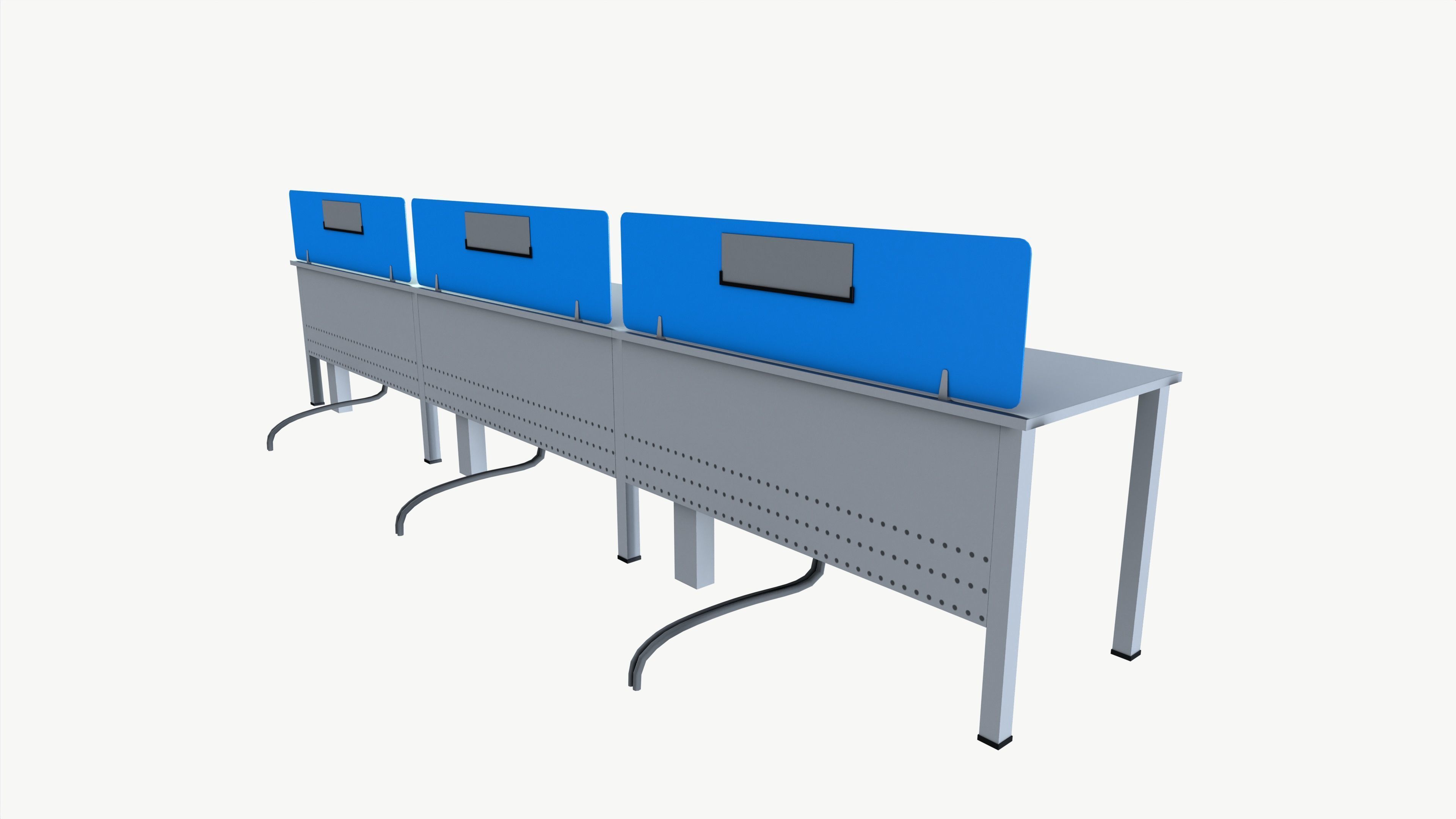 Office computer table Low-poly 3D model_4