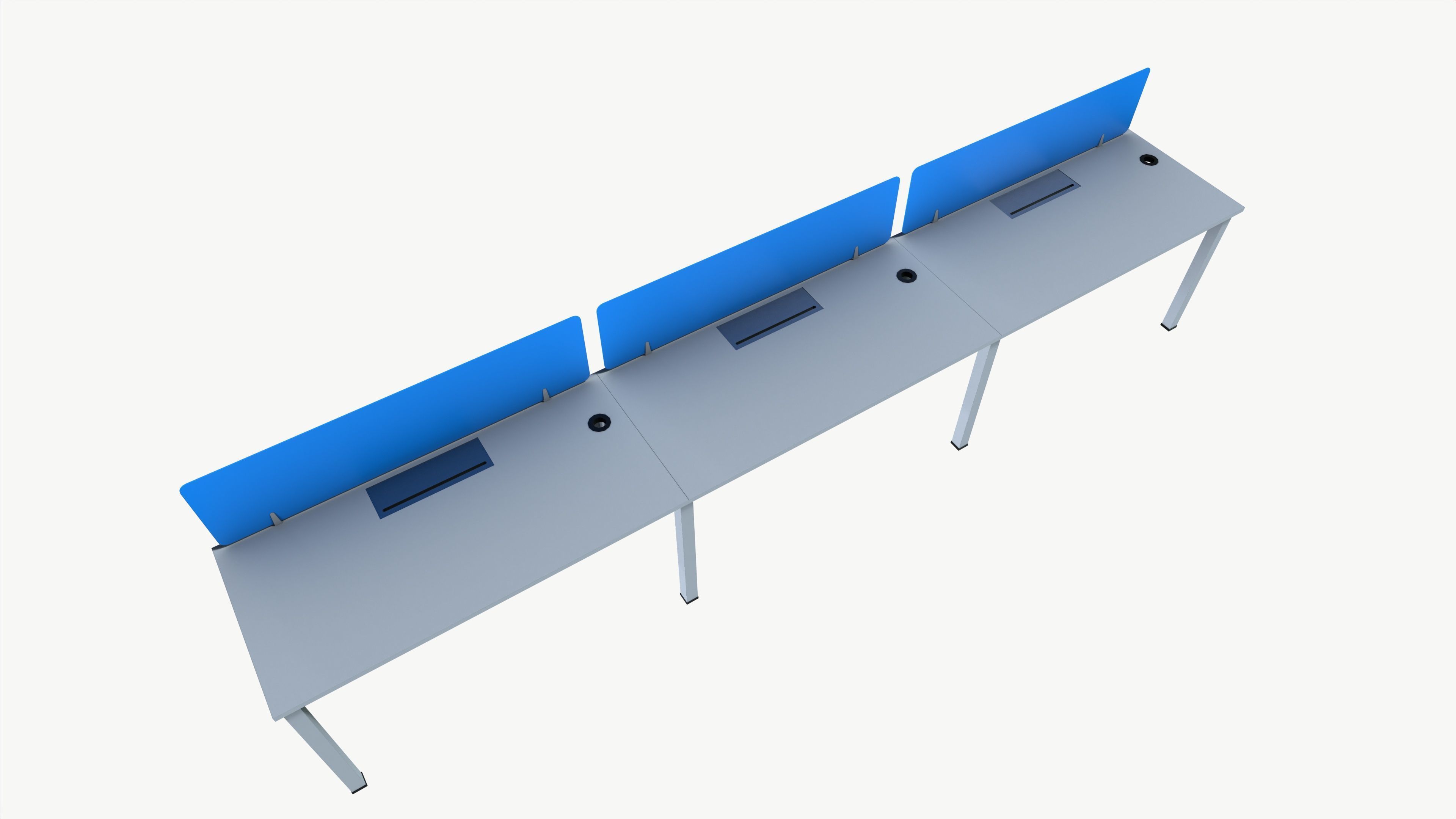 Office computer table Low-poly 3D model_6
