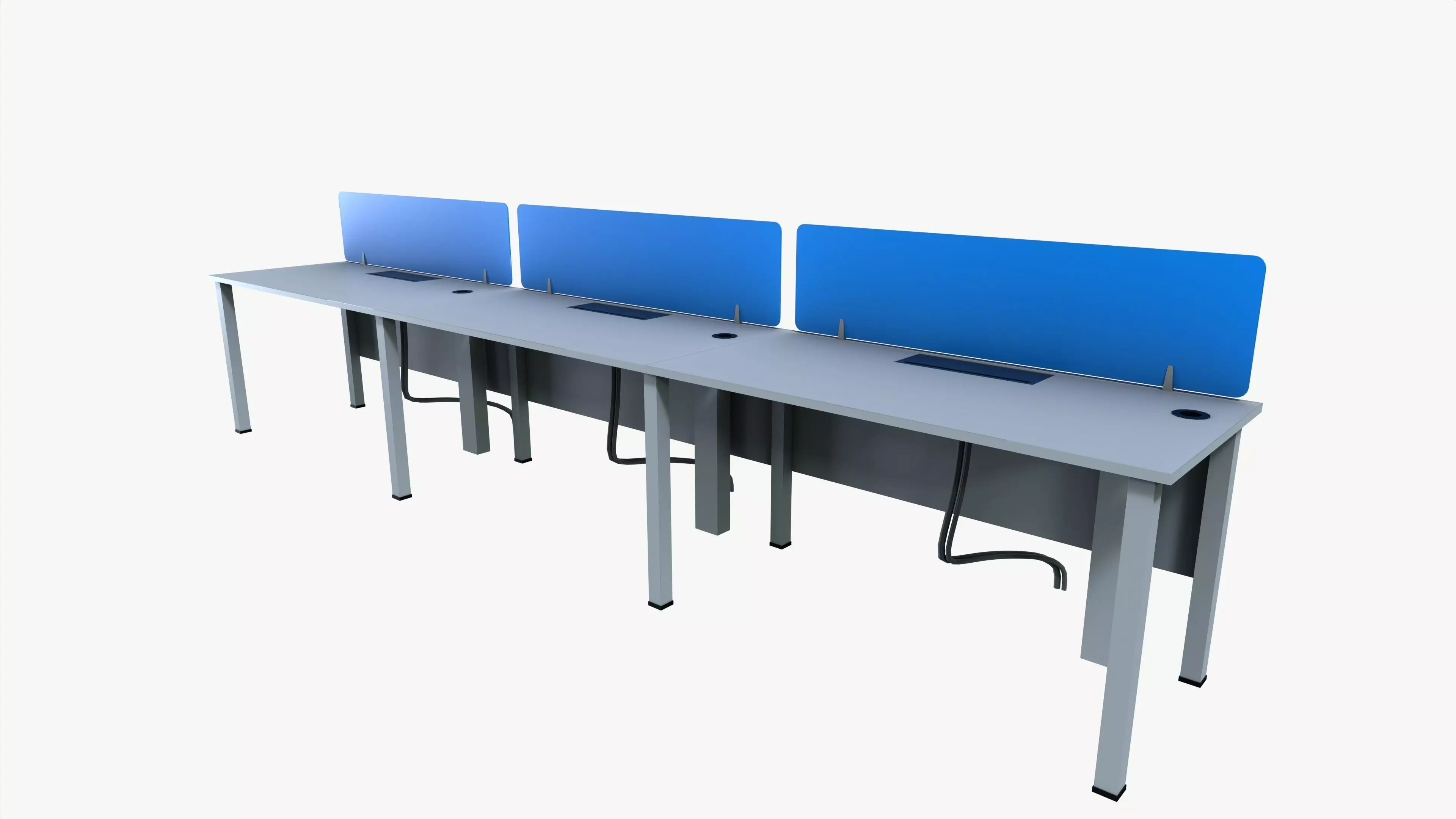 Office computer table Low-poly 3D model_0