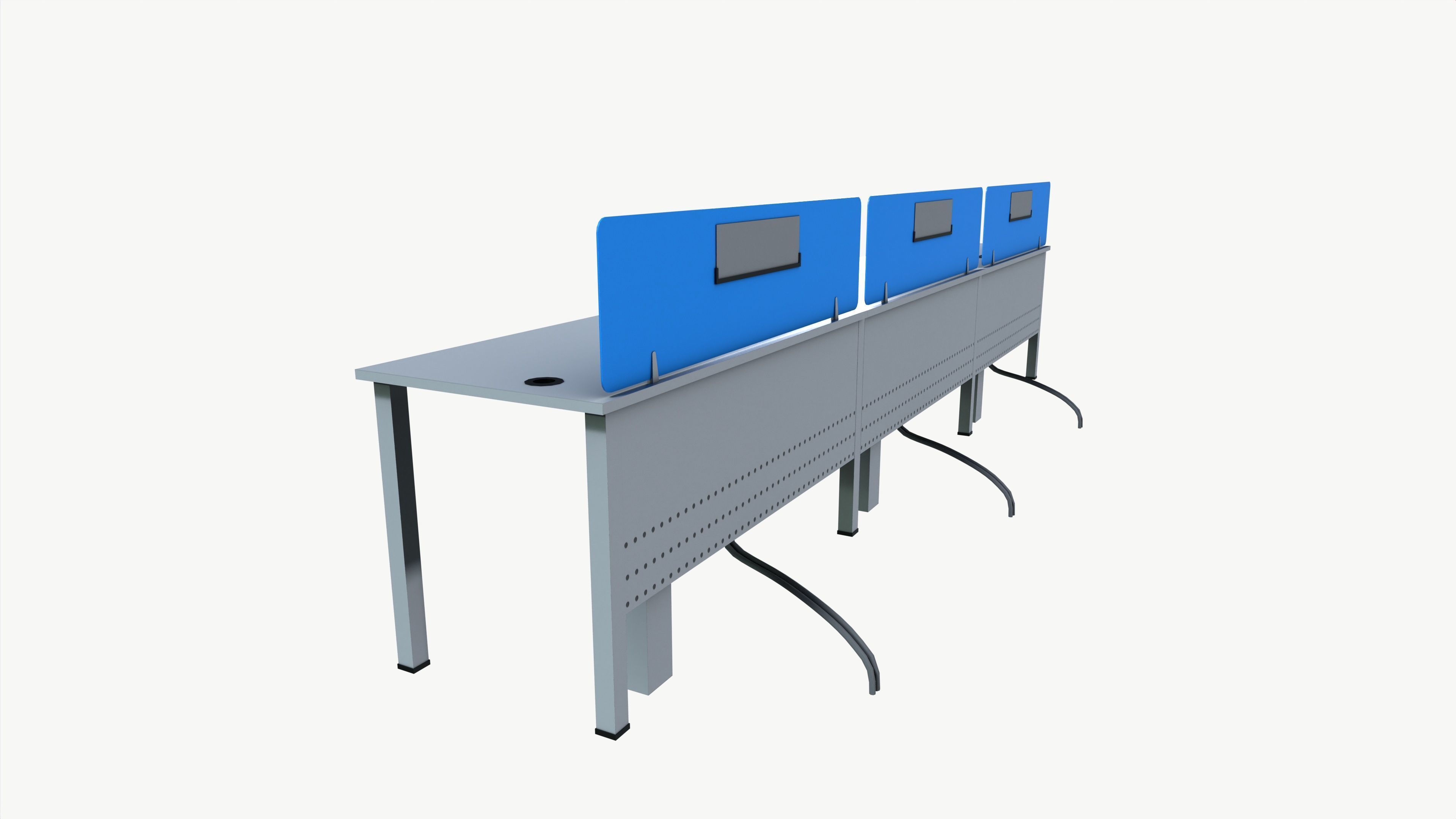 Office computer table Low-poly 3D model_5