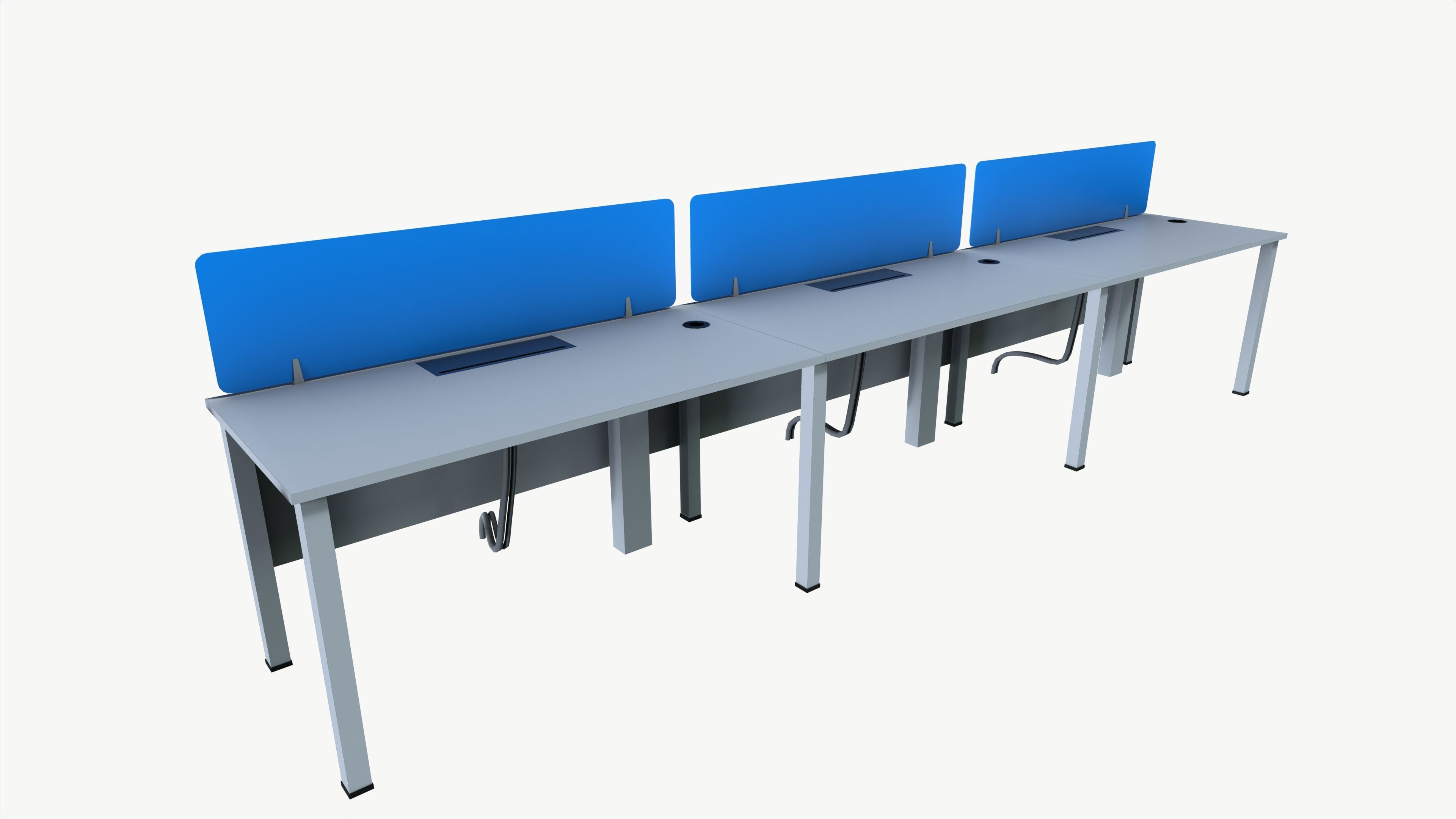 Office computer table Low-poly 3D model_2