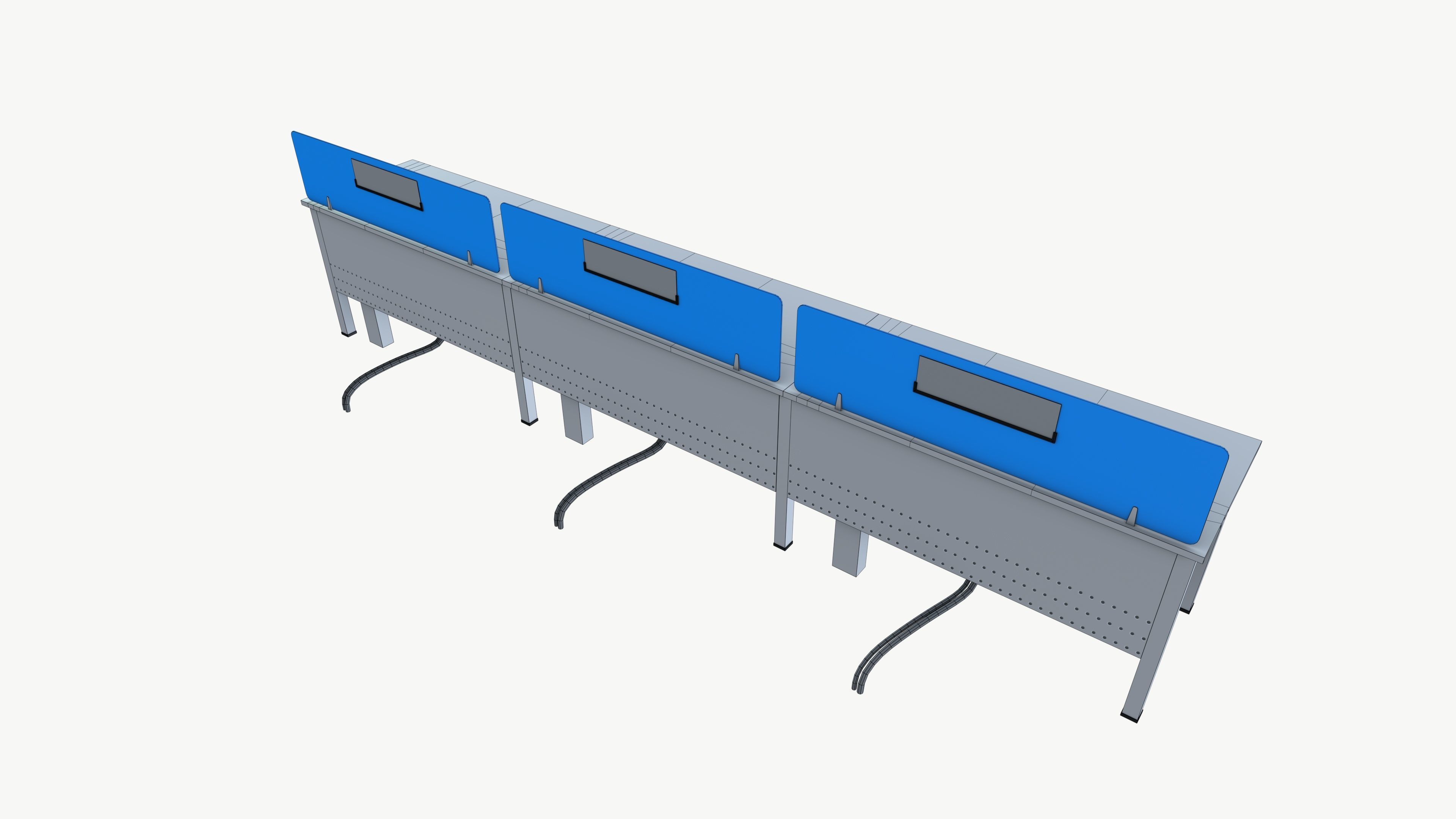 Office computer table Low-poly 3D model_8