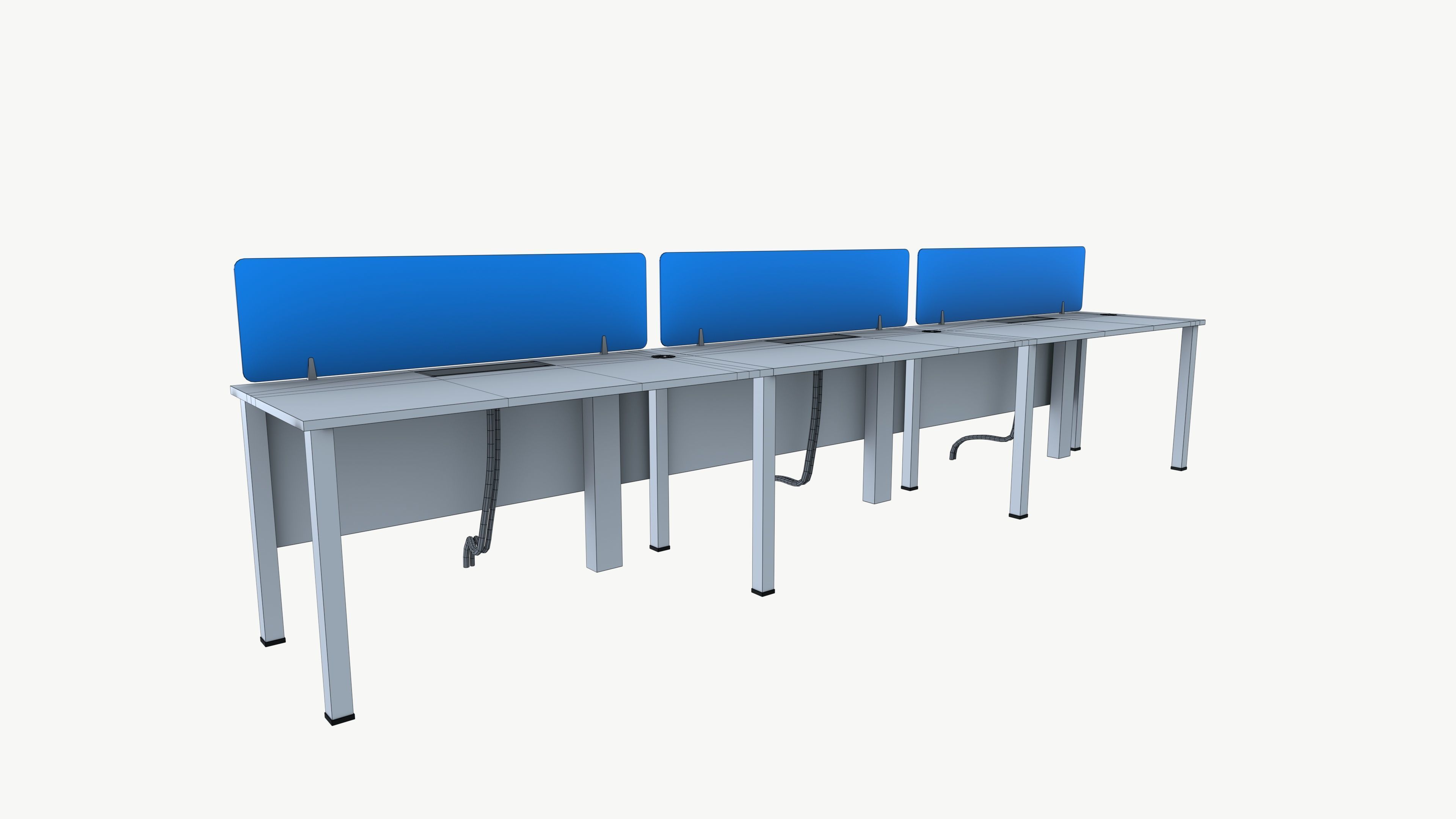 Office computer table Low-poly 3D model_7