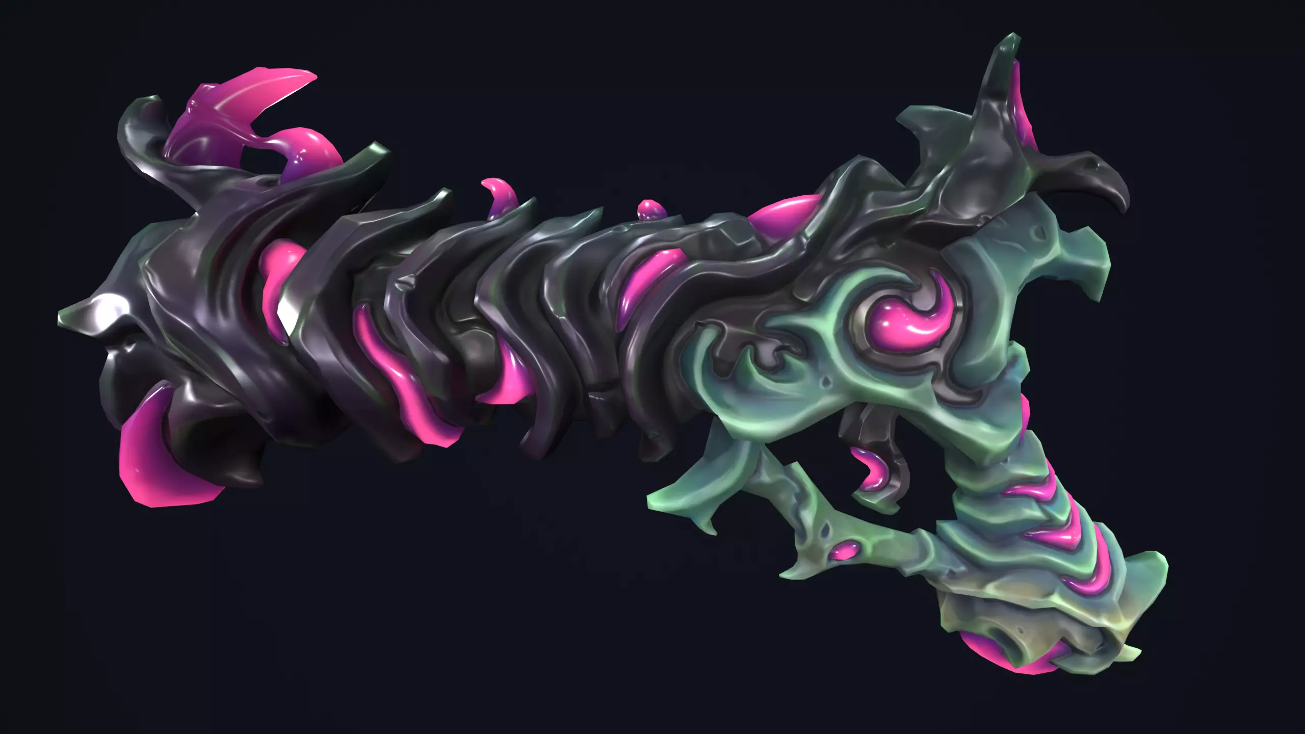 Fantasy undead pistol  Low-poly 3D model_0