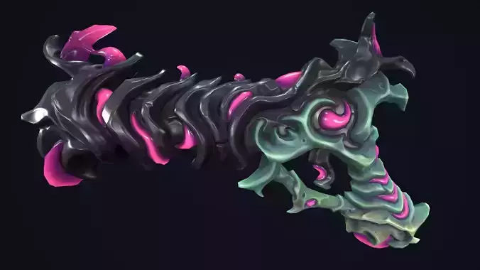 Fantasy undead pistol  Low-poly 3D model