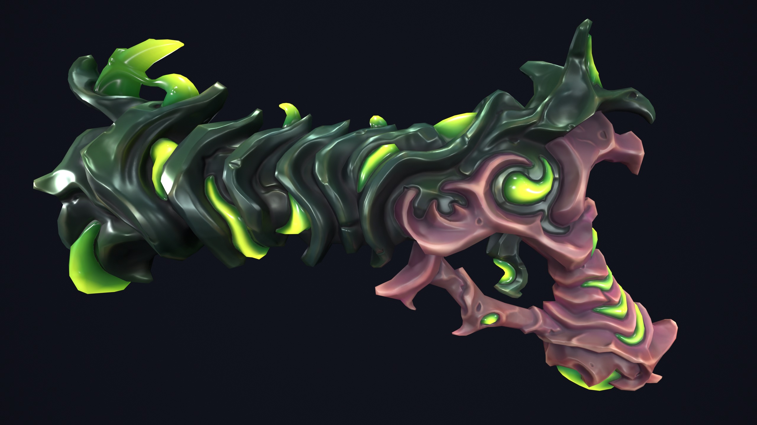 Fantasy undead pistol  Low-poly 3D model_6