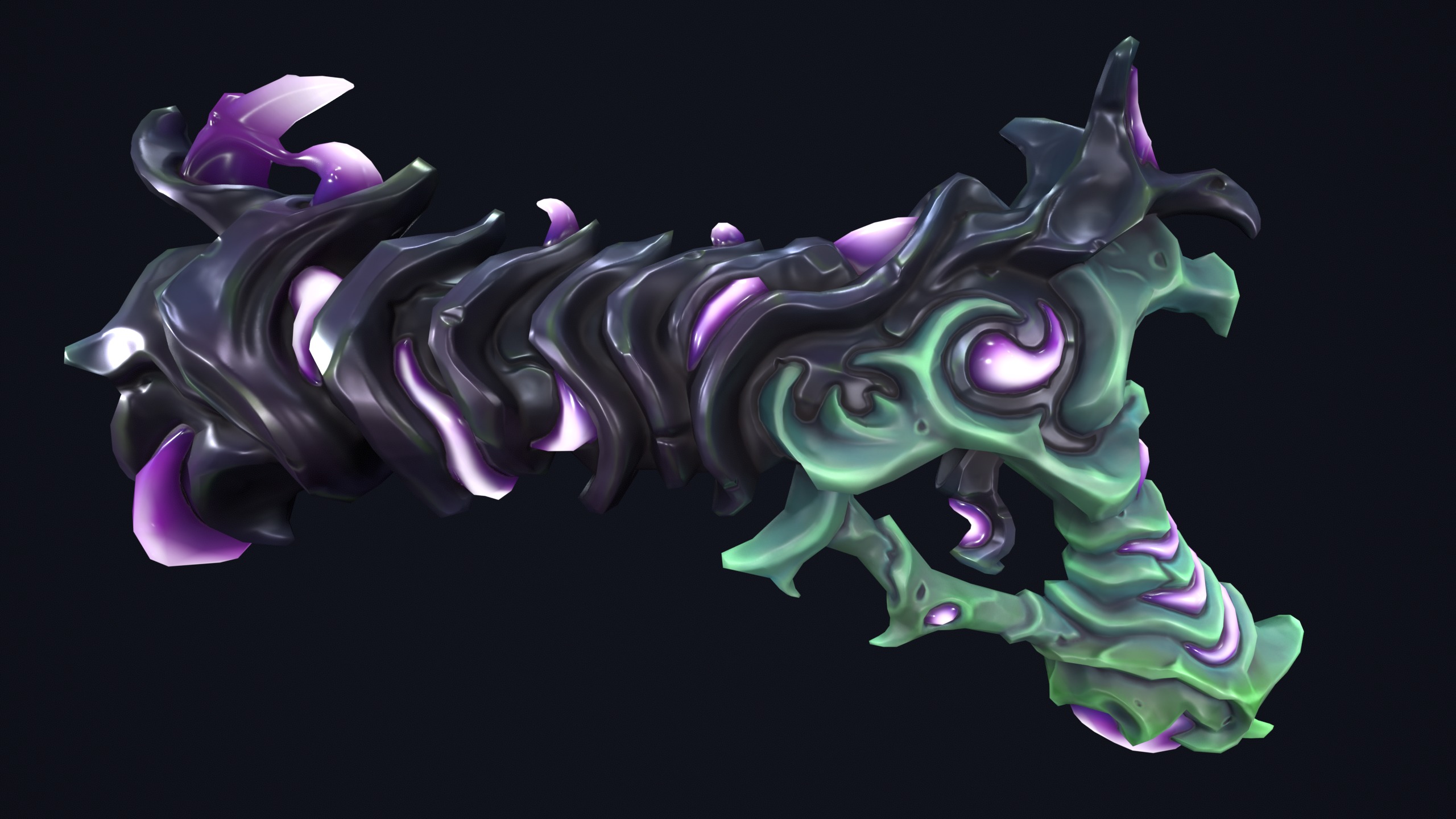 Fantasy undead pistol  Low-poly 3D model_7