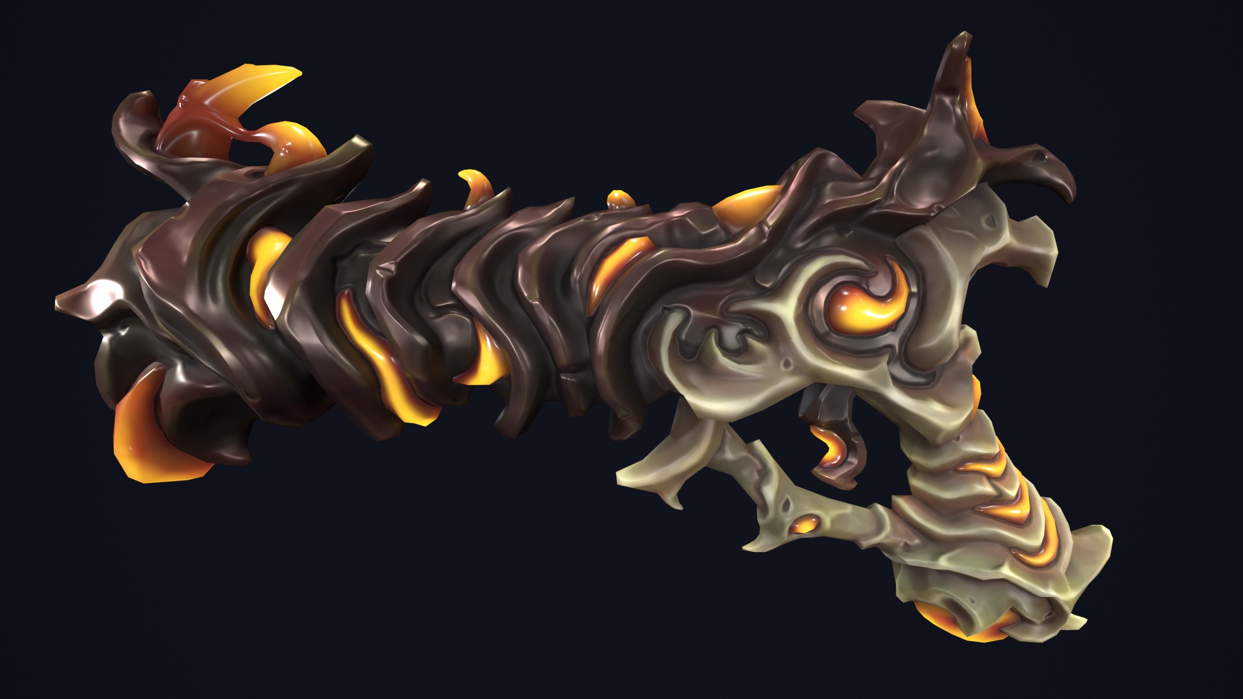 Fantasy undead pistol  Low-poly 3D model_4