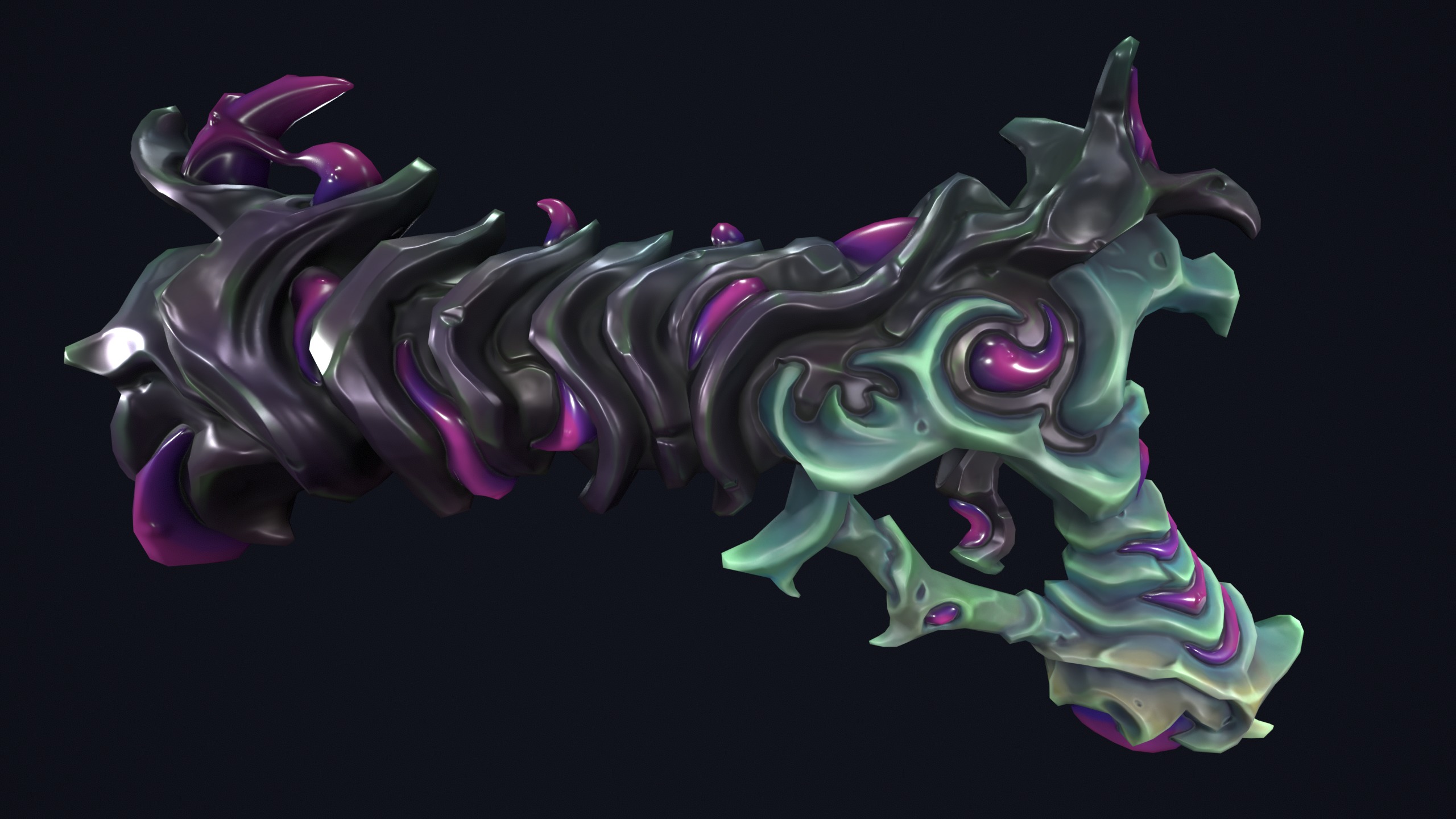 Fantasy undead pistol  Low-poly 3D model_2