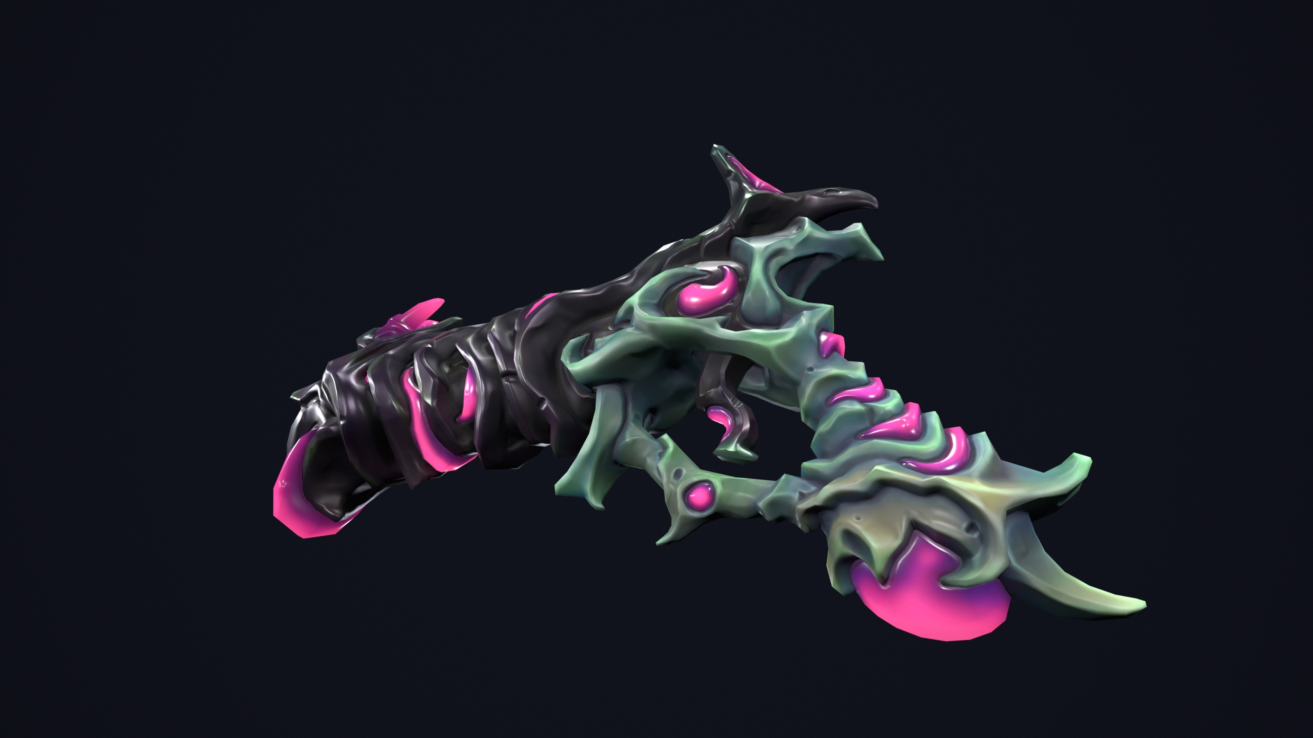 Fantasy undead pistol  Low-poly 3D model_10