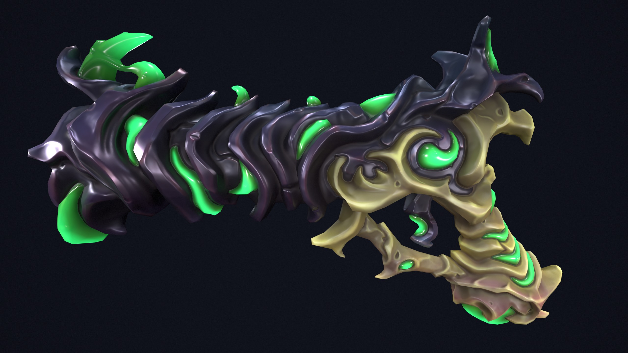 Fantasy undead pistol  Low-poly 3D model_3