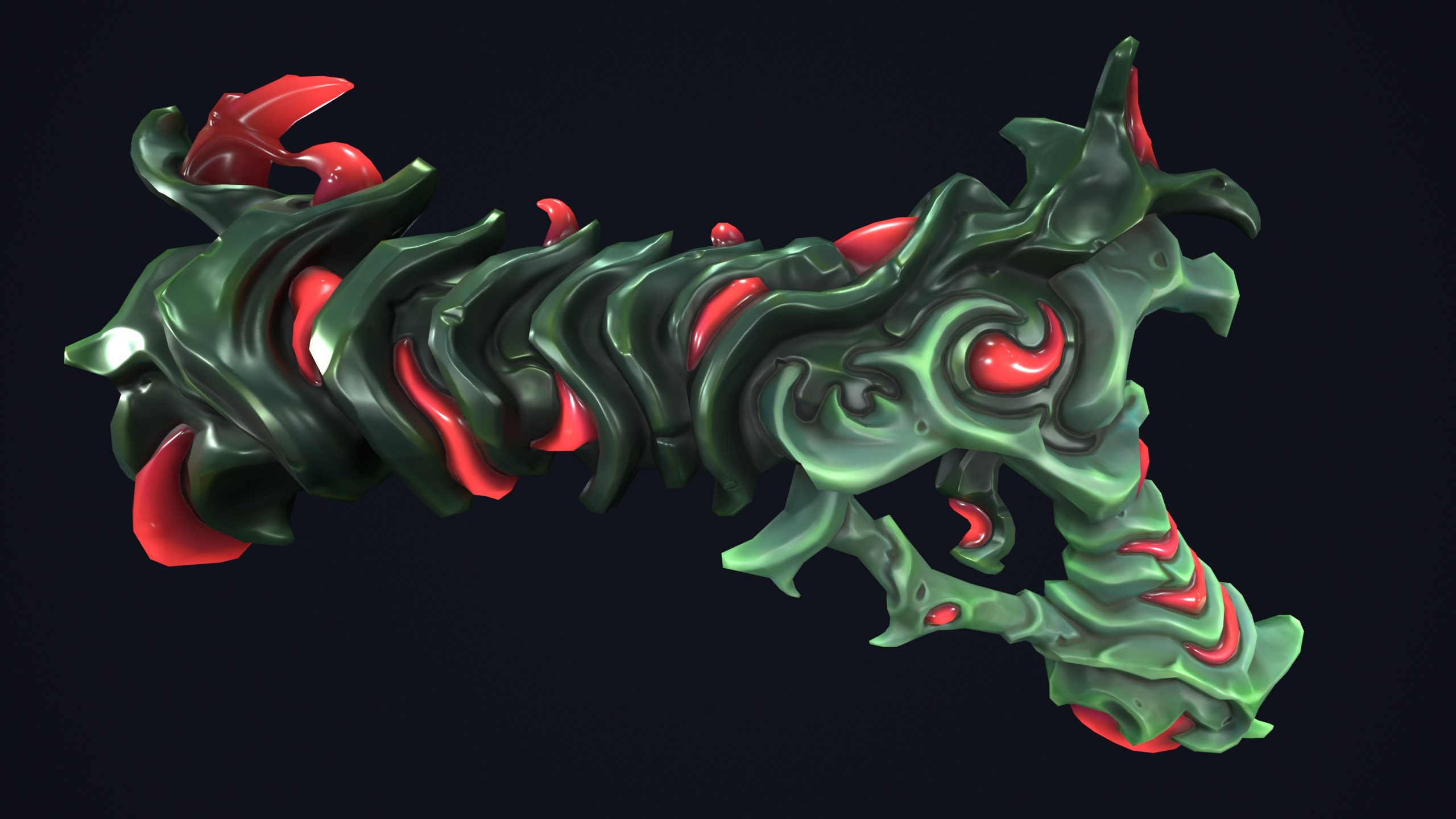 Fantasy undead pistol  Low-poly 3D model_8