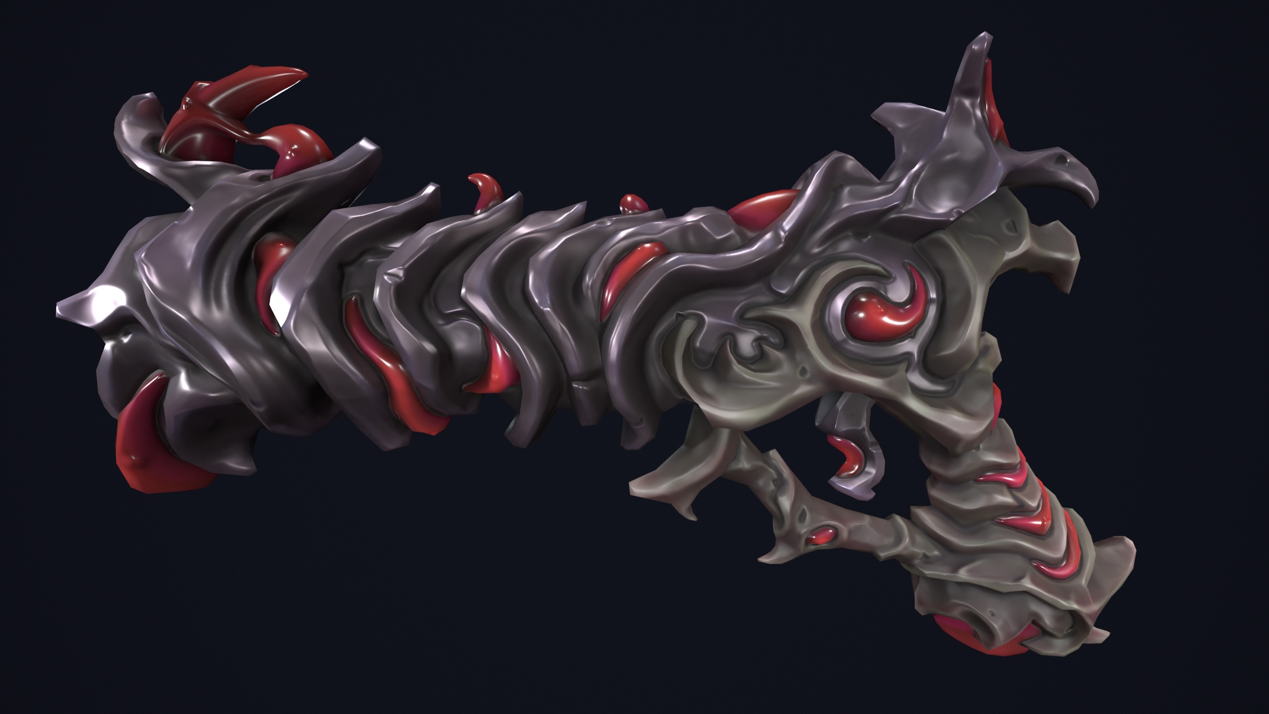 Fantasy undead pistol  Low-poly 3D model_9
