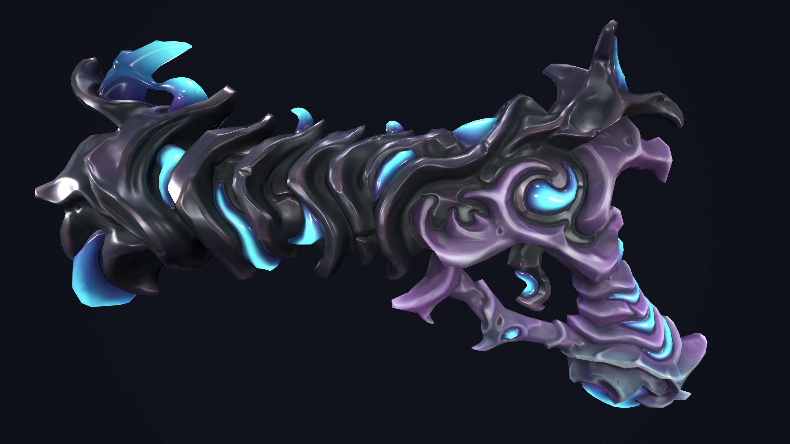 Fantasy undead pistol  Low-poly 3D model_5