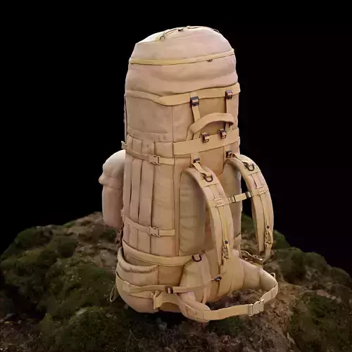 Military backpack Low-poly 3D model