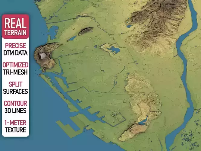 Kaohsiung - Topography Terrain Low-poly 3D model