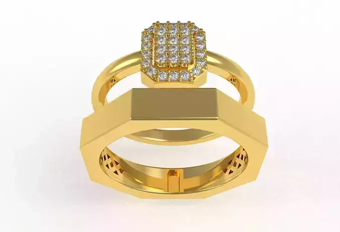 Emerald Halo Solitaire with Octagon Band