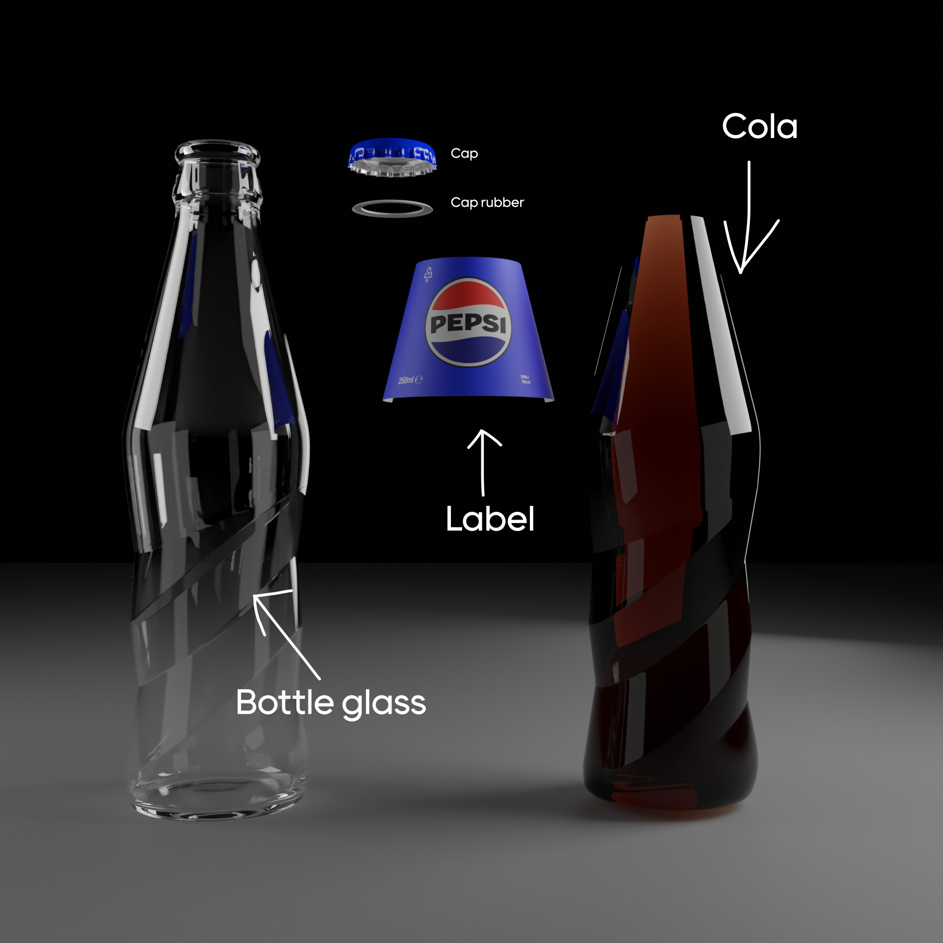 Pepsi Glass Bottle 3D model_6