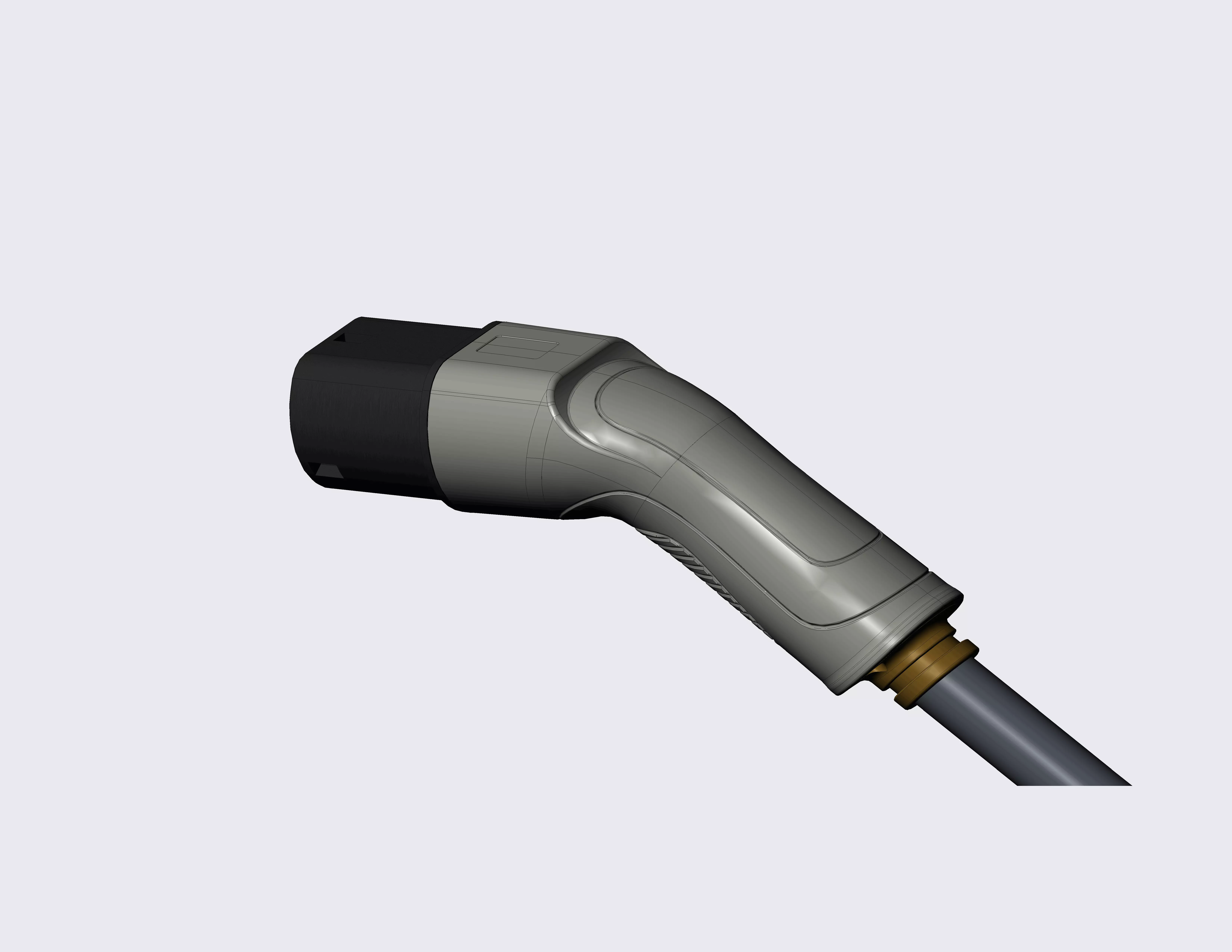 type2 EV charging plug 3D model